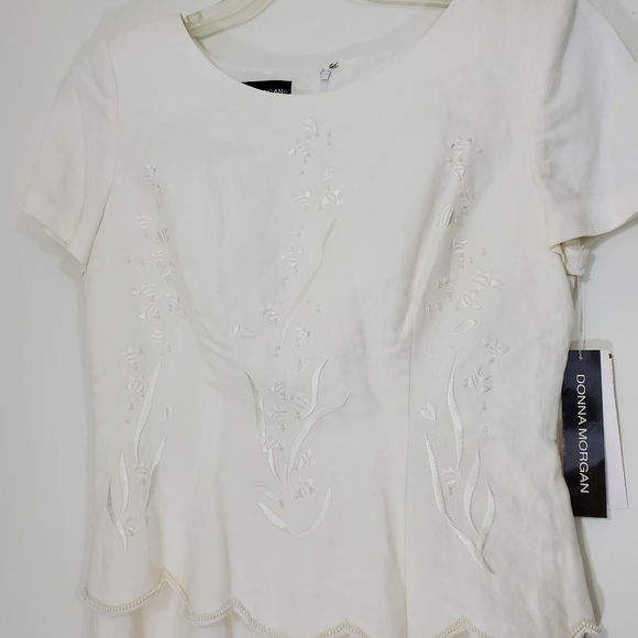 Donna Morgan Vintage Ivory Dress with Beaded front and buttoned back, Si… - Picture 6 of 14